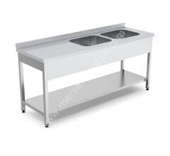 Taban Raflı 40x50 Çift Evyeli Çalışma Tezgahı