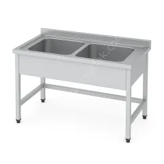 Taban Rafsız 40x40 Çift Evyeli Çalışma Tezgahı