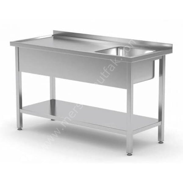 Taban Raflı 40x50 Tek Evyeli Çalışma Tezgahı