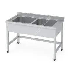 Taban Rafsız 40x50 Çift Evyeli Çalışma Tezgahı