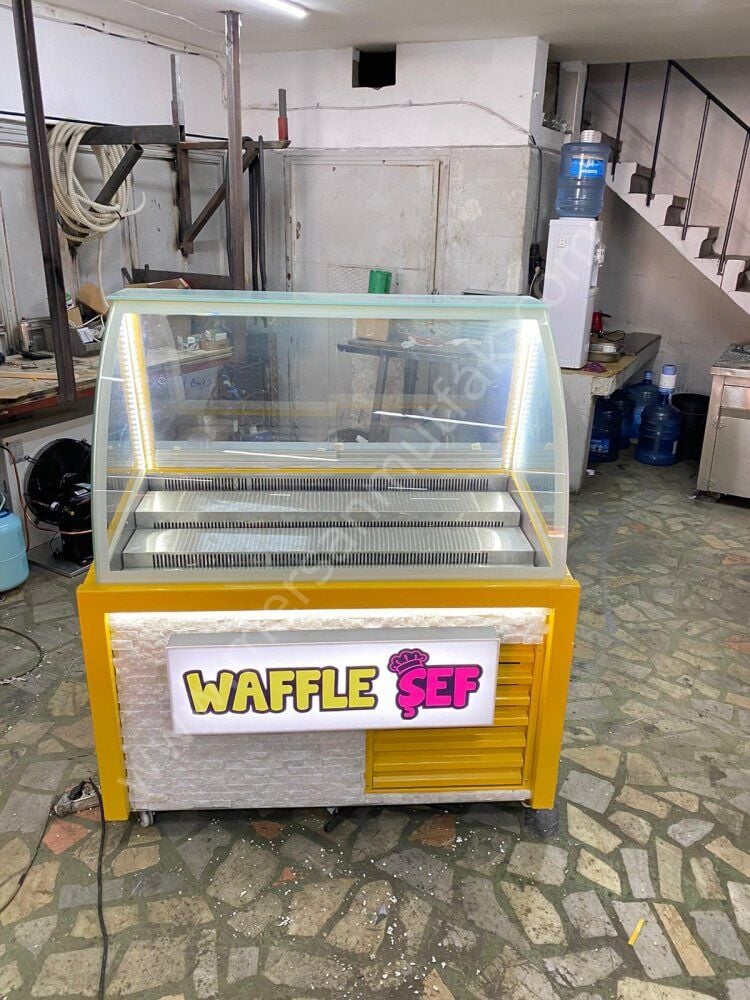 Waffle Dolabı Bombe Camlı Ön Taş Dekorlu