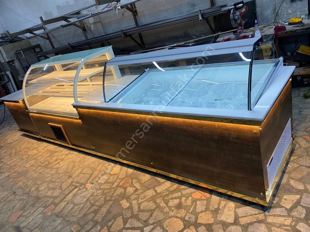 Pasta ve Dondurma Dolabı Ahşap Model