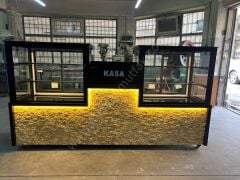 Pasta Teşhir Dolabı Taş Dekorlu