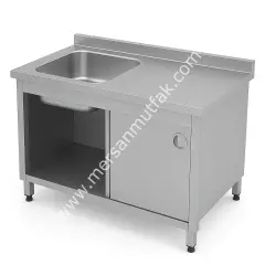 Dolaplı Kapaklı 40x50 Tek Evyeli Çalışma Tezgahı