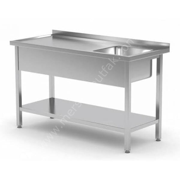 Taban Raflı 40x50 Tek Evyeli Çalışma Tezgahı